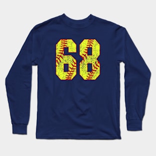 Fastpitch Softball Number 68 #68 Softball Shirt Jersey Uniform Favorite Player Biggest Fan Long Sleeve T-Shirt